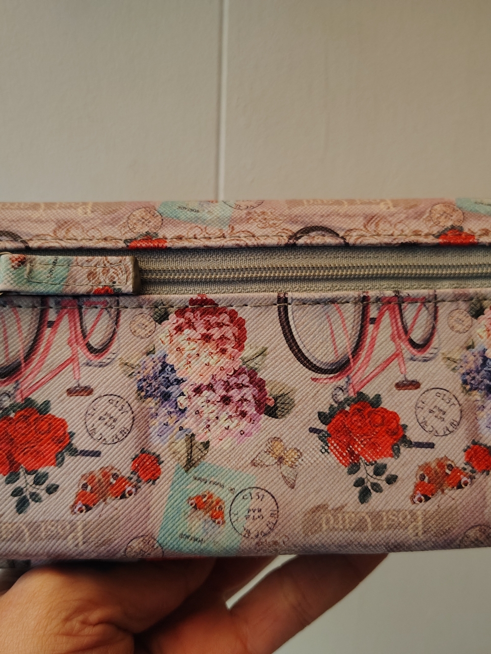 Floral Print Zip-Top Women’s Wallet - Pink Multicolor
